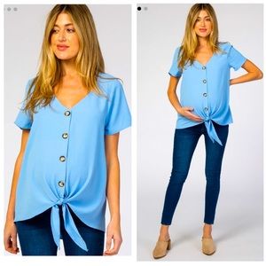 Pinkblush Maternity button down tie top